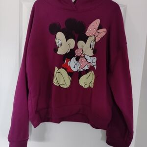 Disney Women's Maroon Mickey & Minnie Hoodie